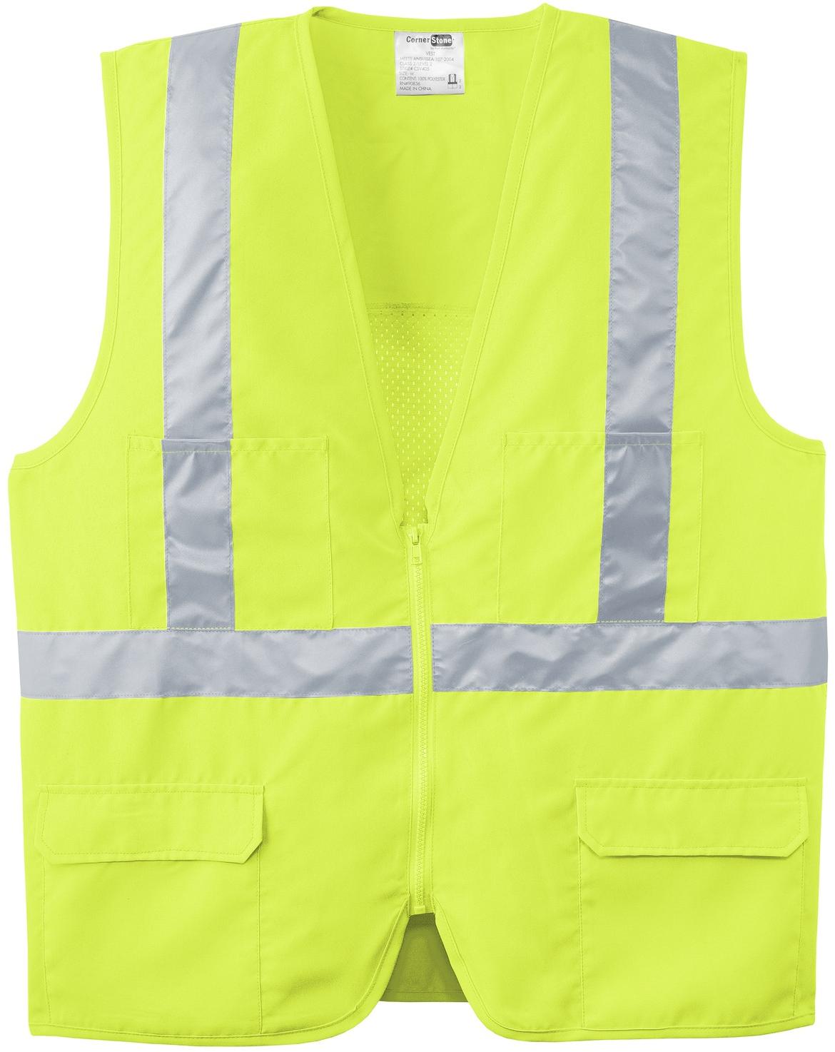 CornerStone ® ANSI 107 Class 2 Mesh Back Woven Safety Vest CSV405 S-4XL - Picture 12 of 13