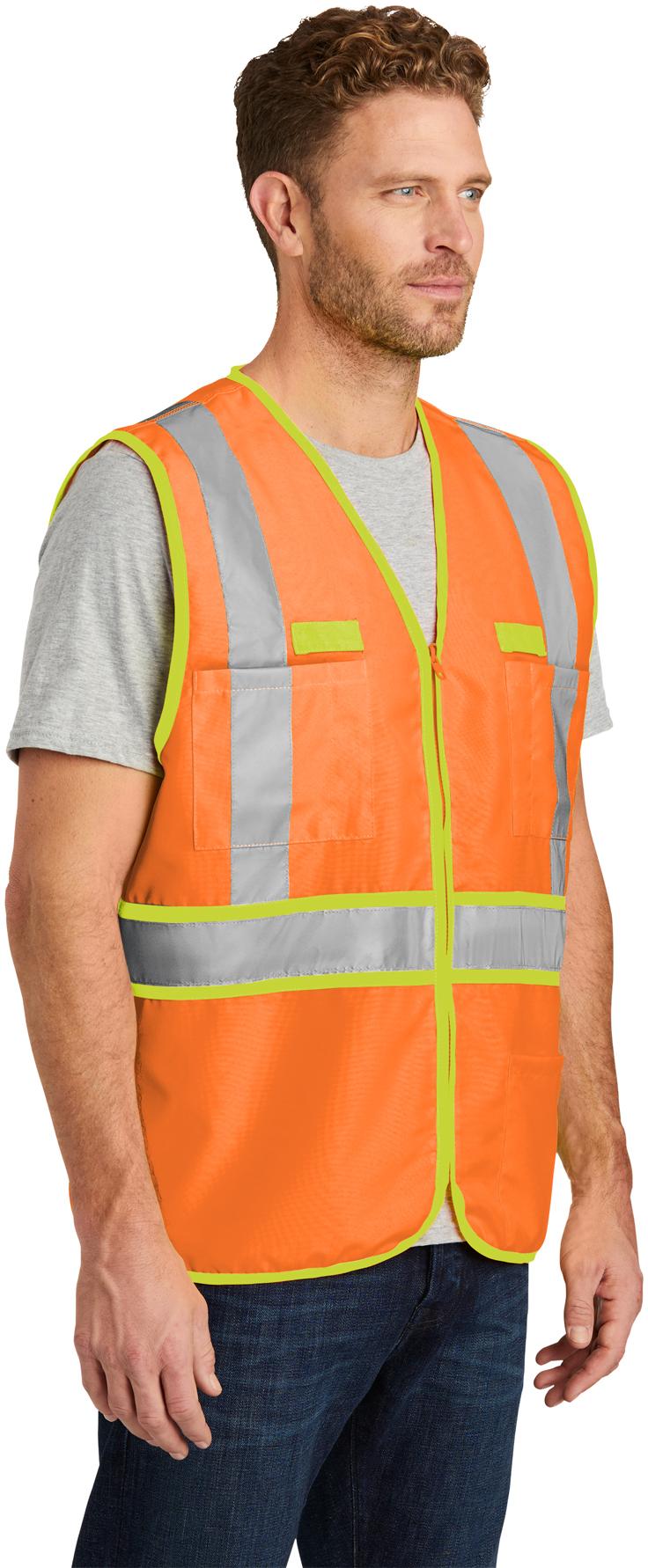 CornerStone ® ANSI 107 Class 2 Dual-Color Woven Safety Vest CSV407 Sizes S-4XL - Picture 3 of 13